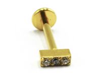 Labret Titanium PVD Goud Inwendig Steriel Patroonstaaf 3 Strass | Itc