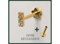 Labret Titanium PVD Goud Inwendig Steriel Patroonstaaf 3 Strass | Itc