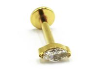 Labret Titane PVD Goud Interne Steriel Ovaal à Strass blanc | Itc