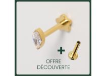 Labret Titane PVD Goud Interne Steriel Ovaal à Strass blanc | Itc