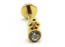 Labret Titanium PVD Goud Intern Steriel Patroon 3 Bal Strass Wit | Itc