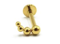 Labret Titanium PVD Goud Inwendig Steriel patroon 4 Gebogen Ballen | Itc