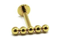 Labret Titanium PVD Goud Inwendig Steriel patroon 5 Rechte Bolletjes | Itc