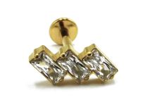 Labret Titanium PVD Goud Inwendig Steriel Rechthoek Strass Wit | Itc