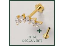 Labret Titane PVD Goud Interne Stérile motief Marquise 5 Strass Blanc | Itc