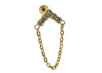 Labret Titane PVD Goud Interne Stérile motief Chevron à Chainette | Itc
