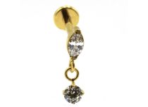 Labret Titanium PVD Goud Inwendig Steriel Rond Wit Strass Hanger | Itc