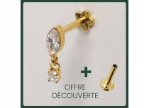 Labret Titanium PVD Goud Inwendig Steriel Rond Wit Strass Hanger | Itc