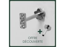 Labret Titane Interne Stérile motief Barre 3 Strass | Itc