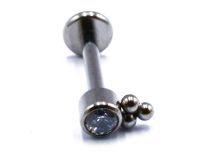 Labret Titane Intern Stérile motief 3 Micro Balls et Strass Blanc | Itc