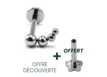 Labret Titane Intern Stérile motief 4 Billes Courbés | Itc