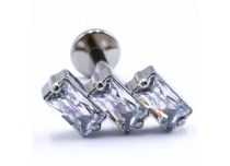 Labret Titane Interne Stérile motief Rechthoek Strass Blanc | Itc