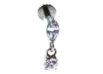 Labret Titane Interne Stérile motief Ovale Pendentif Rond à Strass Blanc | Itc
