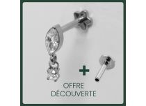 Labret Titane Interne Stérile motief Ovale Pendentif Rond à Strass Blanc | Itc