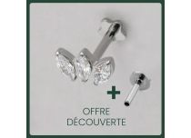Labret Titane Interne Stérile motief Marquise 3 Marquise à Strass Blanc | Itc