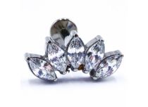 Labret Titane Interne Stérile motief Couronne de 5 Strass Blanc | Itc