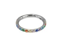 Scharnierring 1,2x8 titanium steriel strass veelkleurig| Itc