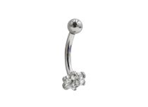 Banaan 1,2x8 Titanium inwendig steriel 7 strass bloem | Itc