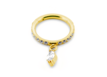 Titanium PVD GOUD steriele scharnierring 1,2x8 strass steentjes en strass hanger