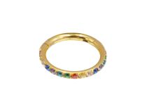 Scharnierring 1,2x8 titanium PVD GOLD Steriel veelkleurig strass patroon| Itc