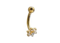 Banaan 1,2x8 Titanium PVD GOUD inwendig steriel bloem 7 strass | Itc
