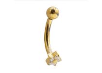 Banaan 1,2x8 Titanium PVD GOUD steriel inwendig Bloem 5 strass Wit| Itc