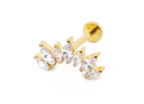 Labret Titane PVD Goud Interne Stérile motief Marquise 7 Strass Courbes | Itc
