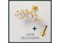 Labret Titane PVD Goud Interne Stérile motief Marquise 7 Strass Courbes | Itc