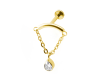 Steriele interne PVD GOUDEN titanium kast met gebogen strass-ketting.