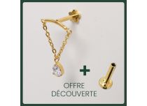 Steriele interne PVD GOUDEN titanium kast met gebogen strass-ketting.