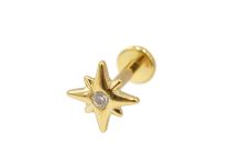 Labret Titanium PVD Goud Inwendig Steriel Etoile de bergé strass BL | Itc