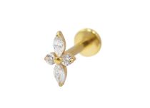 Labret Titanium PVD goud inwendig steriel bloemblaadjes steentjes BL | Itc