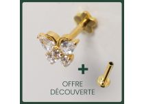 Labret Titanium PVD Goud Inwendig Steriel vlinder strass BL| Itc