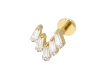Labret Titanium PVD Goud Intern Steriel patroon 5 strass steentjes rechthoek wit| Itc