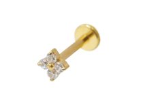 Labret Titanium PVD Goud Inwendig Steriel bloemontwerp 4 strass steentjes BL| Itc