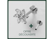 Labret Titane Interne Stérile motief Fleur 6 Strass | Itc
