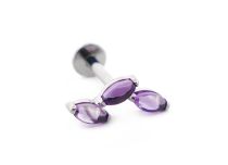 Labret Titane Interne Stérile motief Marquise Couchés 3 Pierres Naturelles Coloré