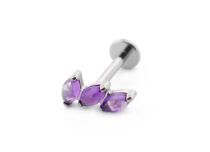 Labret Titane Interne Stérile motief Marquise 3 Pierres Naturelles Colorés | Itc