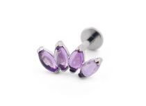 Labret Titane Interne Stérile motief Marquise Arc de 4 Pierres Naturelles Colorés