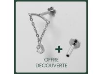 Labret Titane Interne Steriele Staaf Gebogen en Ketting met Strass | Itc