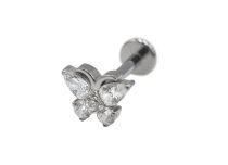 Labret Titane Interne Stérile motief papillon strass BL| Itc