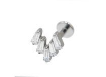 Labret Titane Intern Stérile motief 5 strass rechthoek blanc | Itc