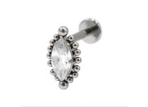 Labret Titane Interne Stérile motief ovale ornamentale strass BL| Itc