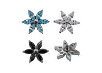 accessoire piercing fleur strass blanc titane
