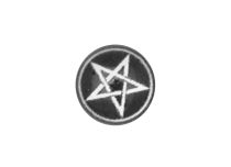 Opschroefbare stalen schijf met wit satanisch kruismotief | Itc