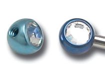 Titanium bal zijschroef voor juwelen 1.2 met gekleurd kristal | Itc