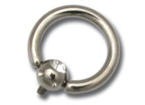 Titanium bal intern 4 mm wit kristal voor huid 1,6 mm ring | Itc