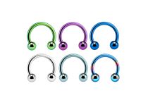 Gekleurd titanium hoefijzer met ballen | Itc