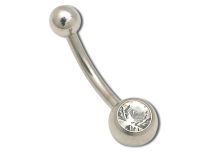 Titanium Navel Banaan met Gekleurd Kristal Facet | Itc