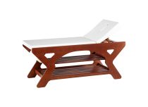 Massagetafel, beuken frame, witte zitting 190x70x78 cm